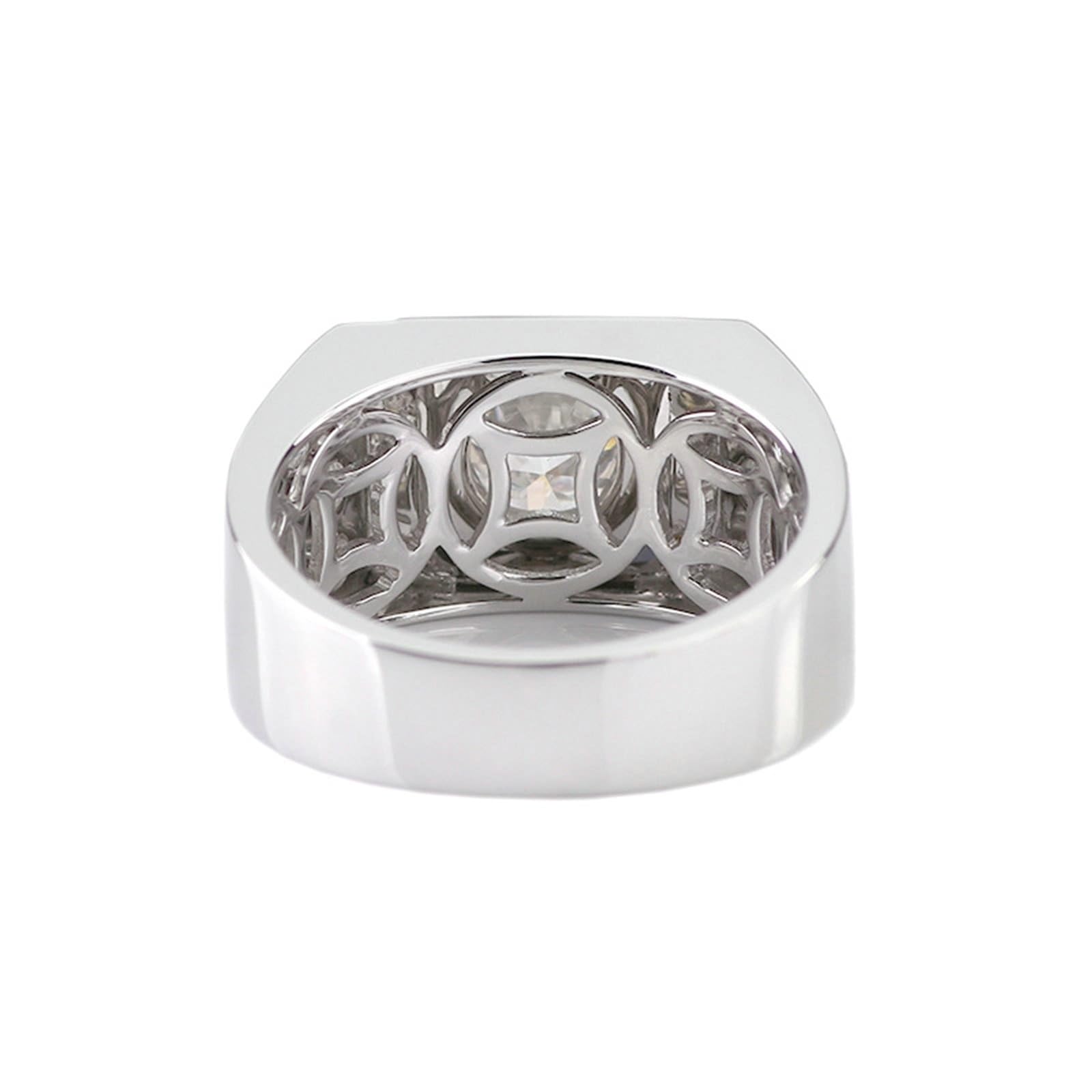 Wycian Anillo de compromiso para hombre con grabado, moissanite anillo hombres de oro blanco de 14 quilates moissanite 1ct talla redonda blanco personalizado para boda
