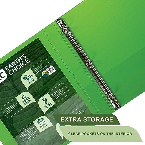 Image of Samsill Plant-Based 1 Inch Durable Round Ring, View Binder, Eco-Friendly, USDA Certified Biobased, 2 Count, Pack of 1, Lime Green