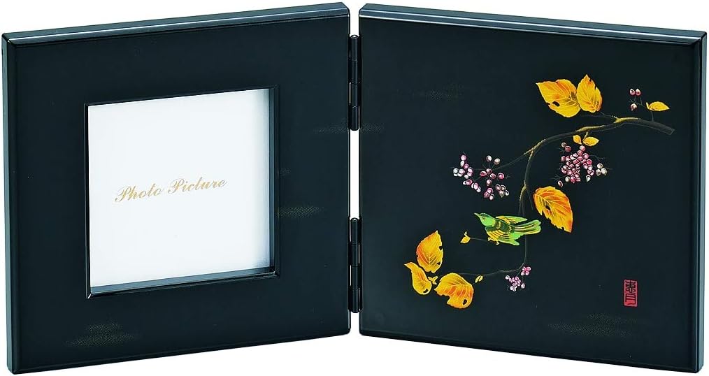 Nakatani Brothers Shokai Photo Stand, Black, 13.2 x 6.4 x 0.4 inches (33.5 x 16.2 x 1.0 cm), Photo Stand (Folding Panel), Black, Hane