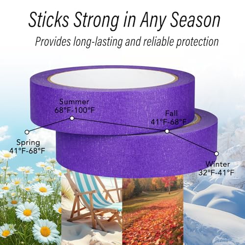 Image of 2 Pack Purple Painters Tape - Purple Masking Tape 1 Inch Wide - Multi-Surface, Smart Adhesion, Indoor & Outdoor - Paint Tape for DIY, Labeling, Art, Car, General Purpose - 180FT Total