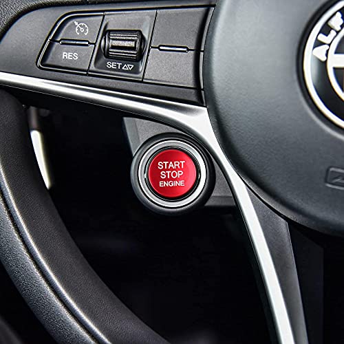 Image of Car Engine Start Stop Button Cover Sticker Decal Push to Start Ignition Button Trim fits for Alfa Romeo Giulia 952 Stelvio 949 2016-2026 Accessories