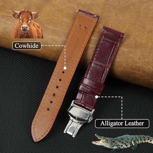 Vinacreations Slim Alligator Watch Band for Men