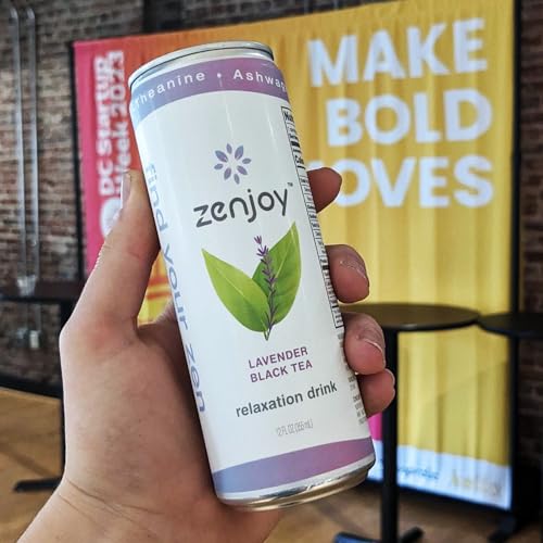Zenjoy Lavender Black Tea Relaxation Drink 4 Pack - Calming Drink with Ashwagandha & Lemon Balm - Non-Alcoholic Beverage Infused with L-Theanine for Enhanced Focus - 12oz Cans - Image 5
