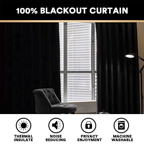 Image of PrinceDeco 100% Blackout Curtains for Living Room Sliding Door Curtains Blackout Curtains 96 Inches Long Patio Curtains for Sliding Door Curtain,W100 X L96 Inch, Light Grey