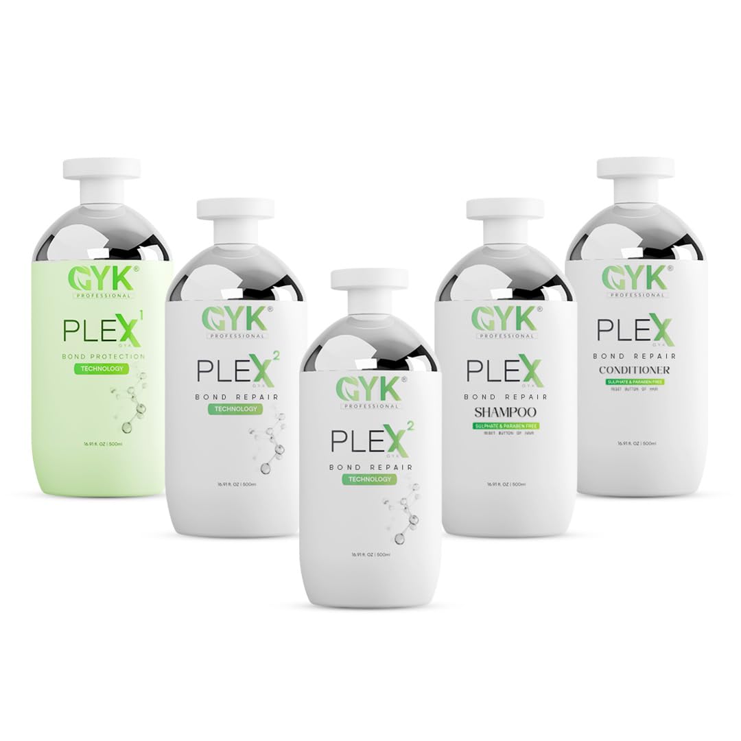 GYK PLEX Professional Bond Repair Hair Care Combo | Bond Protection Treatment + Bond Repair Treatment + Shampoo + Conditioner | Sulphate & Paraben Free Salon Professional Hair Repair System for Damaged & Chemically Treated Hair | 500ml Each (Pack of 5)-image-24