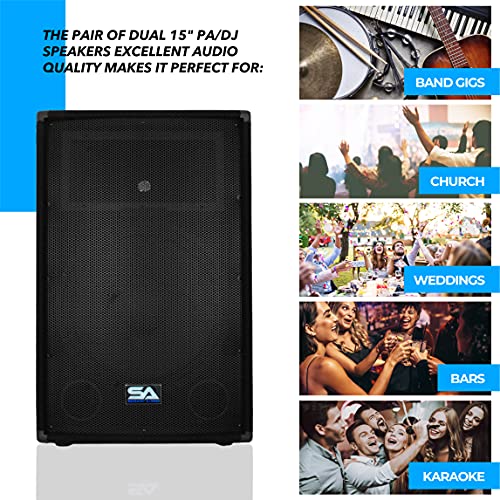 Seismic Audio 15-Inch PA/DJ Speaker Pair #TOP7
