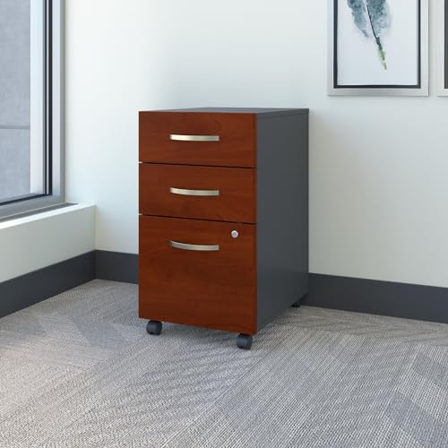 Bush Business Furniture Components 21" D Vertical 3-Drawer Mobile File Cabinet, Hansen Cherry/Graphite Gray, Standard Delivery