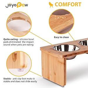 Elevated Dog Bowls Bamboo Raised Dog Bowl for Medium Dogs with 2 Stainless Steel Bowls 7 Tall30 Oz Bowl  Cucciolini Doodles Elevated dog bowls bamboo raised dog bowl for medium dogs with 2 stainless steel bowls 7 tall 30 oz bowl   cucciolini doodles