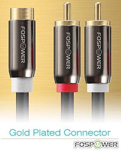 Fospower Y Adapter (8 Inch) 2 Rca (Male) To 1 Rca (Female) Stereo Audio Y Adapter Subwoofer Cable (24K Gold Plated) 2 Male To 1 Female Y Splitter Connectors Extension Cord #TOP3