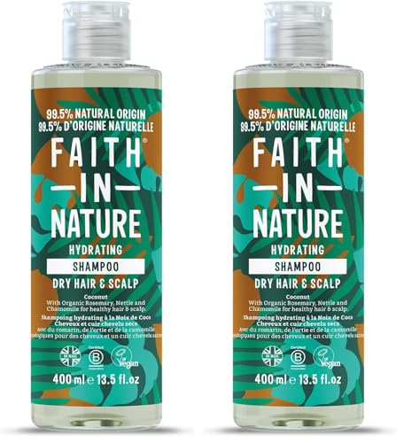 Shampooing Naturel à la Noix de Coco Faith In Nature, Hydratant, Vegan & Cruelty Free, Sans Parabènes & SLES, Pour Cheveux Normaux à Secs, 400ml (Lot de 2)