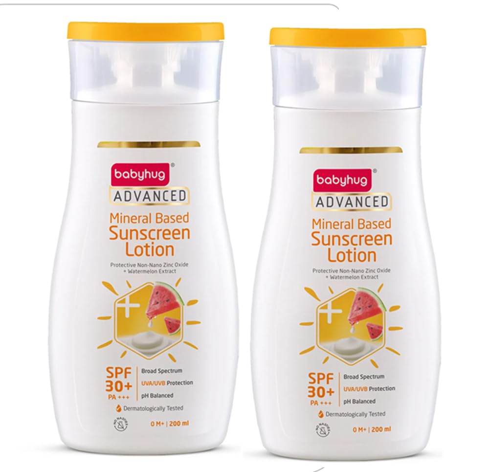 Pack of 2 - Babyhug Advanced Mineral Based Sunscreen Lotion with SPF 30 +, PA+++, Broad Spectrum (UVA/UVB) Protection & No White Cast - 200ml each-image-38