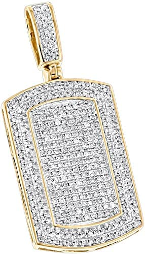 Charming_Creation 2.00 Ct Round Cut White Diamond Iced Out Custom Dog Tag Men & Women Pendant 14K Yellow Gold Finish