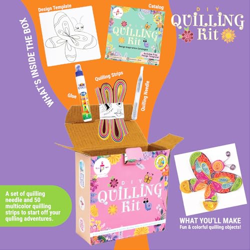 Image of Kalakaram Mini DIY Quiiling Craft Kit | DIY On-The-Go Art & Craft Activity Kit for Kids | Qulling Paper Strips for Stars | Birthday Return Gift & Party Favor for Girls & Boys Ages 4, 5, 6, 7 Years
