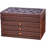 Xloverise Wooden Jewelry Box, 4 Layer Wooden Jewelry Box for Women, Vintage Jewelry Organizer Boxes Wood for Jewelery, Necklaces, Rings