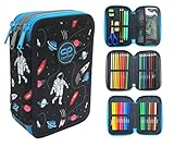CoolPack XXL Federtasche Federmappe 3-Fach Schulstiftetui, dreifaches Federmäppchen, Federmäppchen für einen Jungen | Apollo Kosmos Federmäppchen 44-teilig gefüllte Schüleretui 3-stöckig