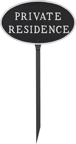 Miniatura 6 de Placa ovalada de residencia privada de metal fundido - Placa de exhibición de pared o césped - Letrero de privacidad para el hogar o negocio -