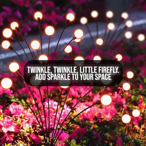 Image of Firefly Solar Lights | 8 LED | Starburst Swaying Solar Garden Light, Warm Garden Light | Outdoor Decoration | Waterproof | Path Lights for Pots, Balcon, Pathway (Warm yellow) (2)