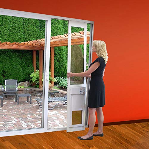 Power Pet Electronic Dog Door - High Tech Pet Electronic Pet Doors - Fully Automatic Sliding E-Glass Electronic Dog Doors - Pets Up To 100 Lbs - Large - Regular 75" - 80-1/4" Patio Doors - Px2-Sre #TOP2