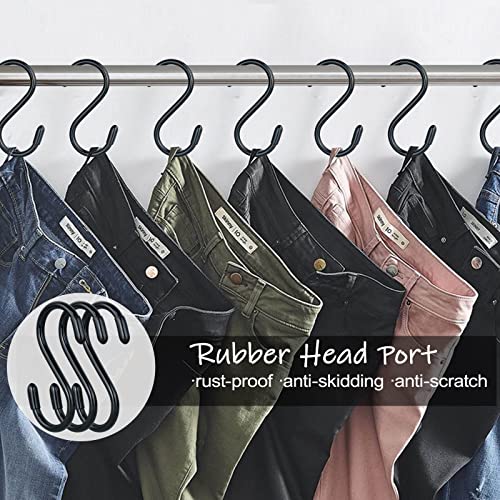 3 Inch Vinyl Coated S Hooks,S Hooks For Hanging Plants ,10 Pack Non Slip Heavy Duty S Hooks ,Small Rubber Coated Steel Metal Black Closet S Hooks For Hanging Jeans Plants Jewelry Pot Pan Cups Towels #TOP2