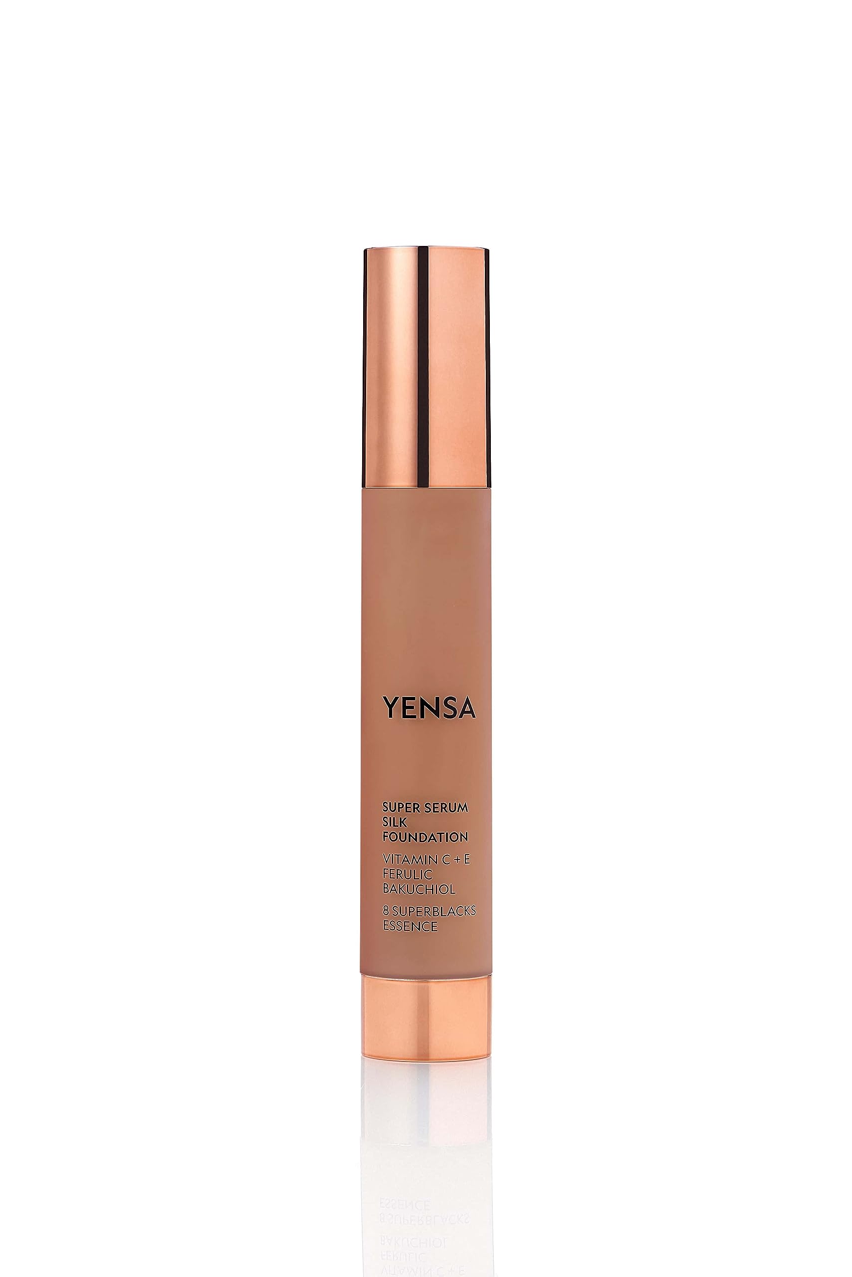 YENSA Serum Foundation Makeup - Super Silk Full Coverage Foundation Enriched with Peptides, Vitamin C & Ferulic Acid to Help Reduce Fine Lines, Wrinkles & Dark Circles - Deep 2 (1 oz)