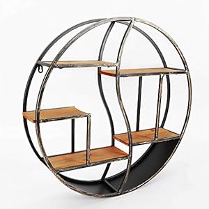 Fetcoi Metalen opbergrek opslag rek vintage ronde wandstandaard wandrek (80 cm)