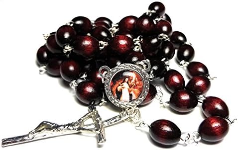 3rd class relic rosary of Saint Rose of Lima patron of the Philippines, Peru, Lima and embroiderers; gardeners; florists; Latin America Santa Rosa de Lima patron de Peru y Lima (Cherry)