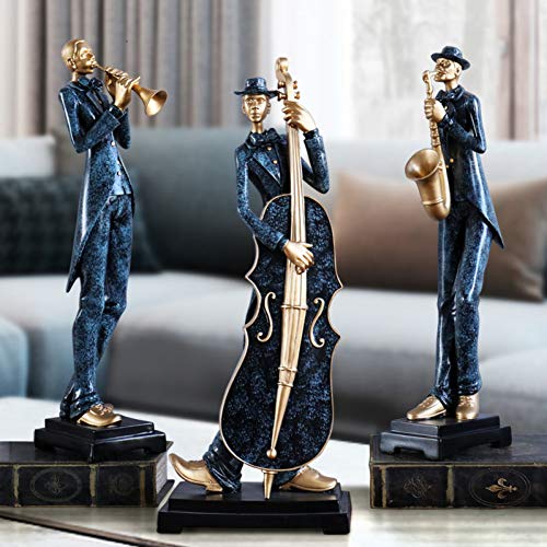 KLMBJY Crafts Statue Resin Musician Music Band Statues Decoration Home Livingroom Bar Cafe Desktop People Sculpture Figurines Crafts Decor