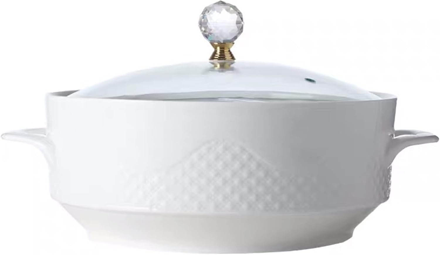 Ceramic Soup Tureen with Glass Lid White Porcelain Serving Soup Bowls for Restaurant Home Kitchen Decoration Large Ceramic Covered Tureens with Ceramic Ladle