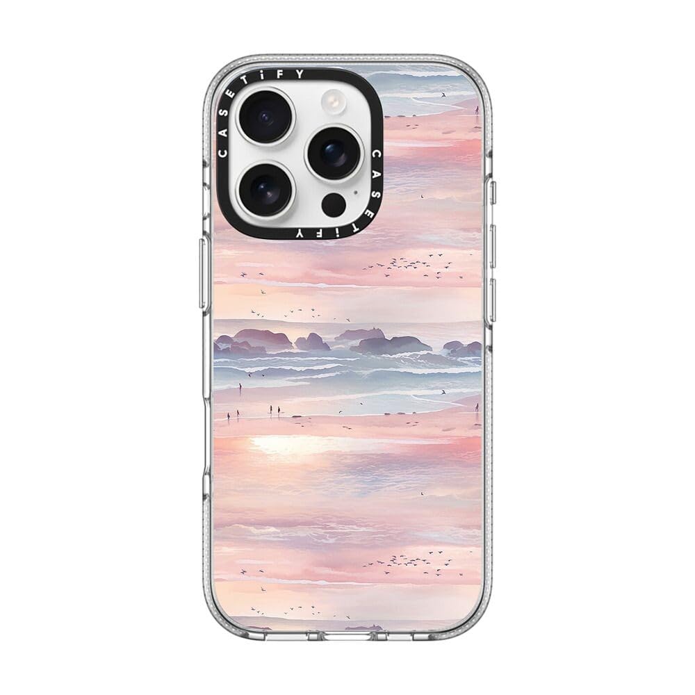 CASETiFY Clear iPhone 16 Pro Case [Not Yellowing / 6.6 ft. 3X Military Grade Drop Protection/Compatible with Magsafe] - Watercolor Beach Strolling Landscape - Clear