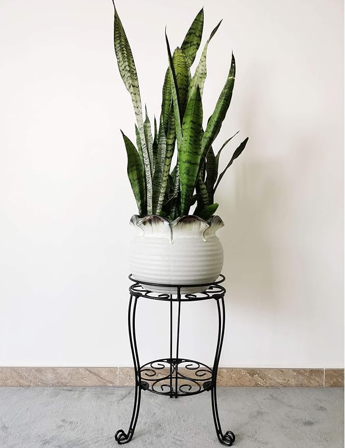 Miniatura 2 de Soporte para plantas de 18.9 pulgadas de alto para maceta, soporte resistente para macetas para interiores y exteriores, metal a prueba de óxido,