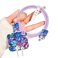 DiyGody Serie De Protecciu00f3n Cable Cargador De 18/20W Compatible Con IPhone, Protector Cable USB-C Tipo-L Con Brillante Mariposa, Previene Cable