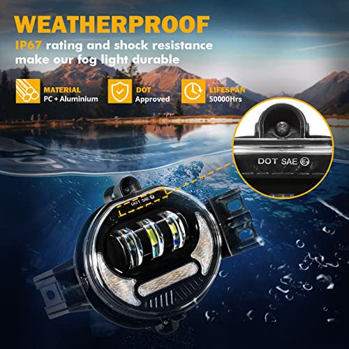 Image of Auxbeam 2023 Upgraded LED Fog Lights Lamp Replacement for Dodge Ram 1500 2002-2008 Dodge Ram 2500 /3500 2003-2009 Durango Truck 2005 2006 with DRL&Turn Signal DOT Approved, Black