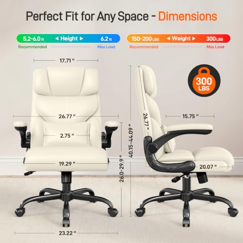 Image of Office Chair, Executive Mid-Back Computer Desk Chair with Flip-up Armrests