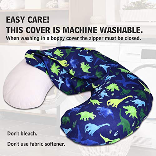 Image of Dinosaur Nursing Pillow Cover, Breastfeeding Pillow Slipcover for Baby Boys & Girls, Nursing Pillow Case for Newborn, Soft Fabric Fits Snug On Infant, Washable & Breathable, Watercolor Dinosaur Blue