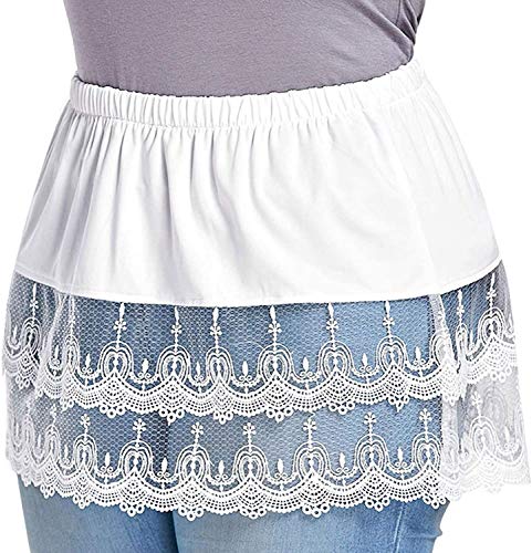 Image of Vanrose Jan Womens Lace Shirt Extender See Through Lace Underskirts Layering Half Slip Clothing Accessories