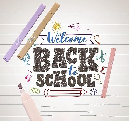 Image of Aesthetic Cute Highlighters and Pens - No Bleed, Mild, Soft Chisel Tip, Pastel Highlighters and Markers (Dual Tip, 6 Pcs)