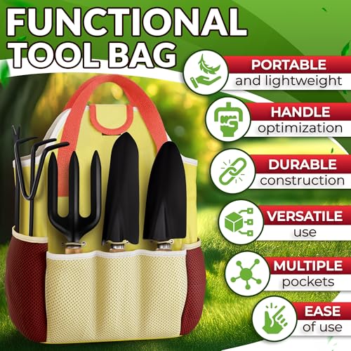 10 Pcs Gardening Tool Set for Women, Rust-Resistant Steel, Tote Bag - Image 4
