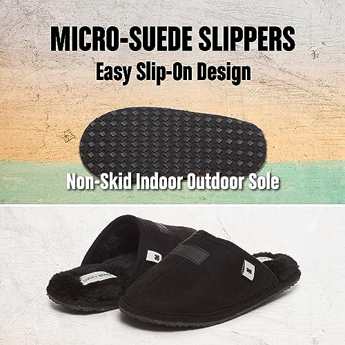 Image of Lucky Brand Mens Microsuede Memory Foam Sherpa Clog Slippers, Warm Fuzzy Bedroom Slipper, Comfortable Indoor Outdoor House Shoes