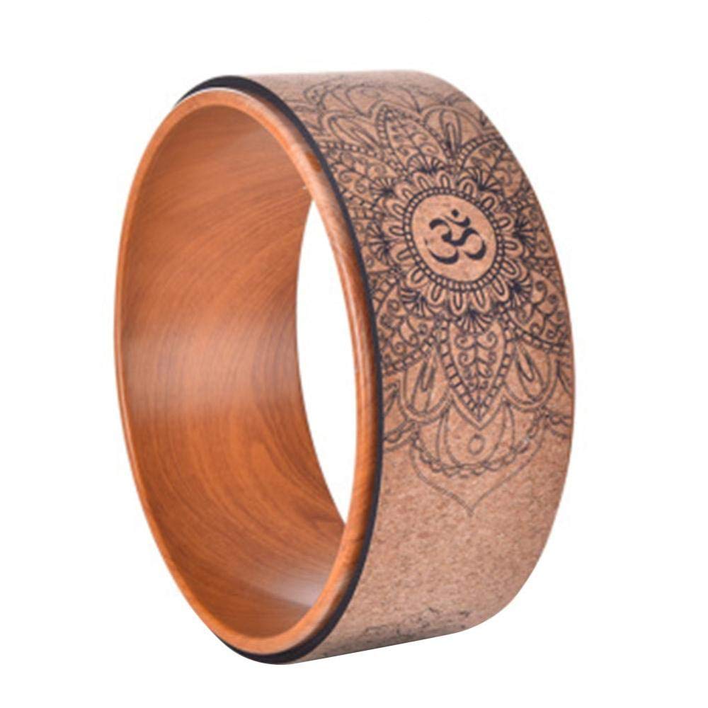 Aro de Yoga, Rueda de Yoga Corcho Natural con patrón Mandala - Artefacto flexión hacia atrás