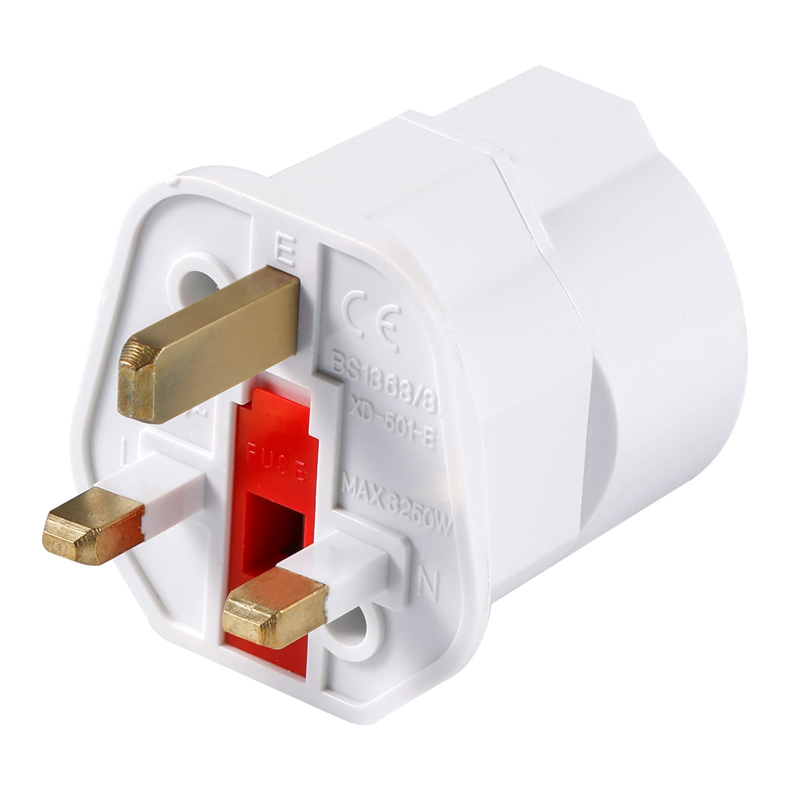 2x Adattatore Universale da Viaggio UK Regno Unito a Presa Europea EU Italia (schuko) per GB, Inglese, Bianco (Bianco)