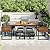 Merax 9 Pieces Outdoor Dining Set for 8 People, Acacia Wood Patio Furniture Sets with 1 Square Table, 4 Cushioned Chairs and 4 Ottomans for Backyard, Garden, Lawn, Poolside, Space Saving Design, Gray