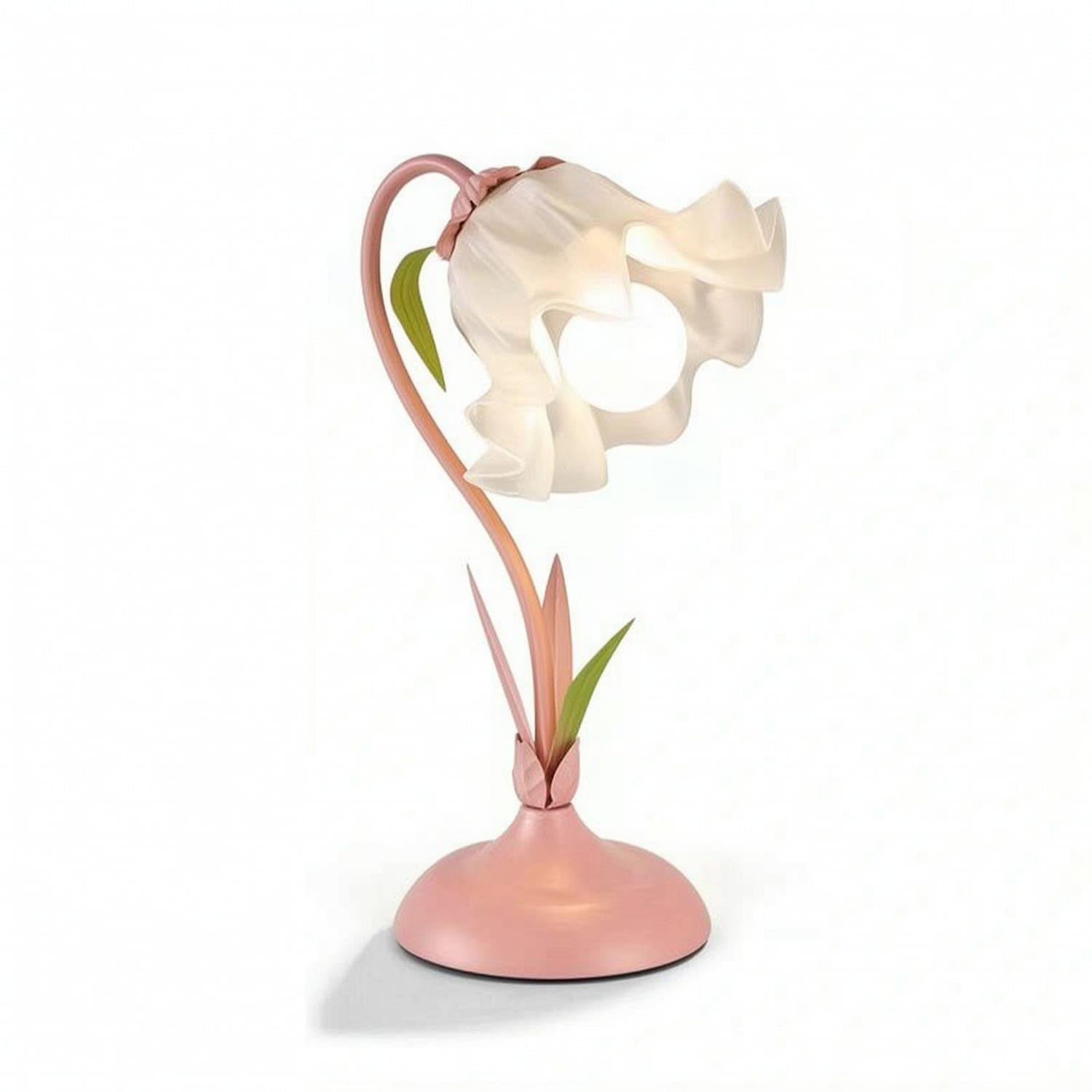 Decorative Floral Table Lamp Sculptural Lamp with Flower Shade Elegant Aesthetic for Girls, Teens, Bedroom, Nightstand, Dorm Room, Reading Corner, Pink-image-9