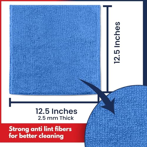 USANOOKS Microfiber Cleaning Cloth - 1200 Washes, Ultra Absorbent Towels Grip Root Weave Grime - 08pack - Blue