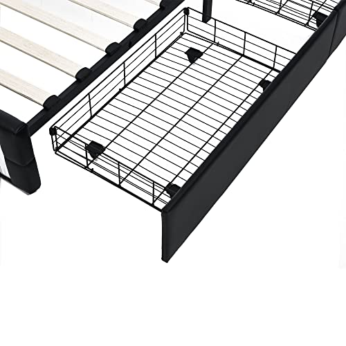 Queen-Size-Upholstered-Platform-Bed-with-4-Storage-Drawers-LED-Lights-and-USB-Charging-Faux-Leather-Queen-Bed-Frame-with-Headboard-and-Slat-Support-No-Box-Spring-Needed-Queen-Black