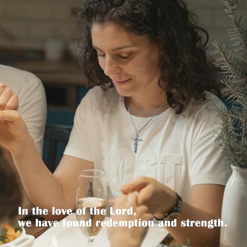 925 Sterling Silver Crucifix Necklace, Jesus Cross Necklace for Men, Christian Jewelry for Men Women, Protection Amulet Pendant4