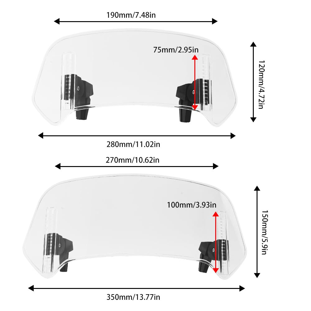 Pare-Brise de Moto Extension de Pare-Brise réglable Universelle pour Moto