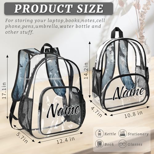 Personalized Rustic Farmhouse Clear Large Backpack for Stadium Events Custom Forest Eagles Transparent Backpacks PVC Plastic See Through Clear Bag for Concerts Festival Travel3