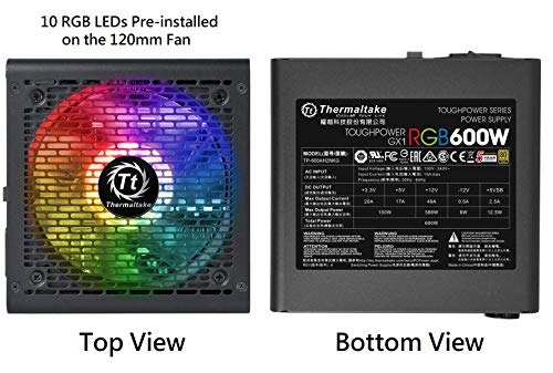 Image of Thermaltake Toughpower GX1 RGB 600W Gold SLI /Crossfire Ready Continuous Power RGB LED ATX12V v2.4 / EPS v2.92 80 Plus Gold Certified 5 Year Warranty Non Modular Power Supply PS-TPD-0600NHFAGU-1