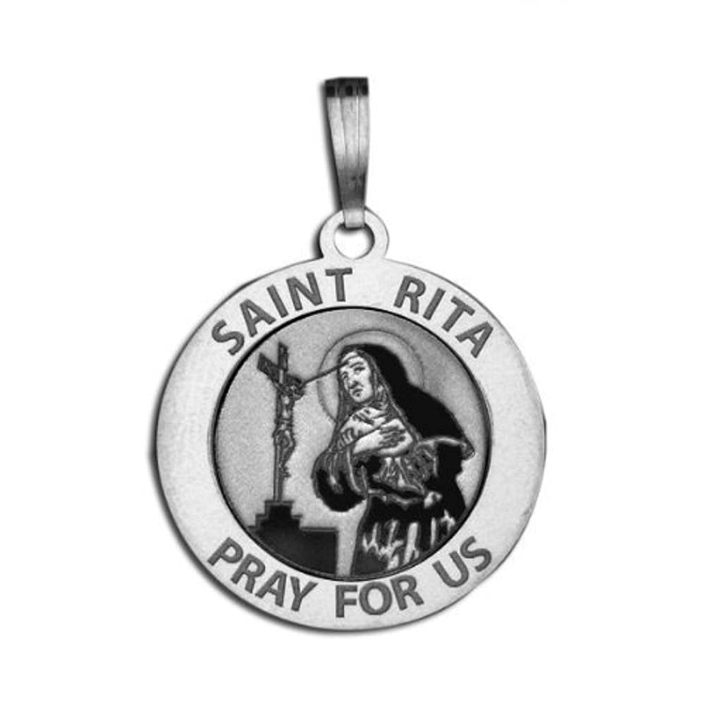 PicturesOnGold.com Saint Rita Religious Medal Baseball Religious Medal - 3/4 Inch Size of a Nickel -Sterling Silver