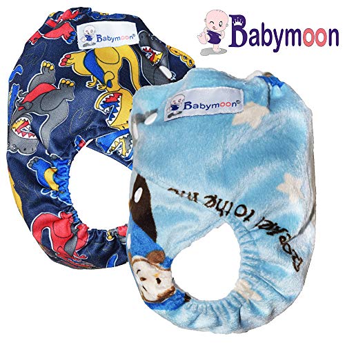 Image of Babymoon (Set of 2) Reusable Cloth Diaper, Premium Adjustable Size Waterproof Washable Pocket Cloth Diaper Nappie